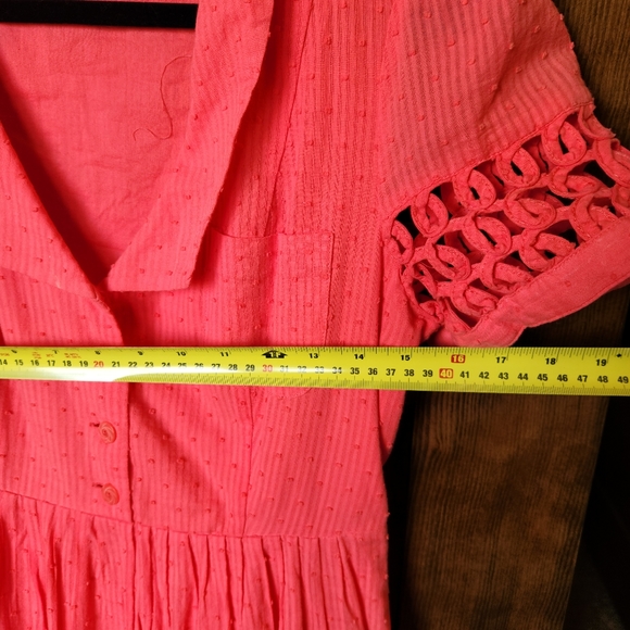 Anthropologie Maeve Pink Swiss dot Cotton Short sleeve A-line dress, Size 6 - Picture 7 of 8